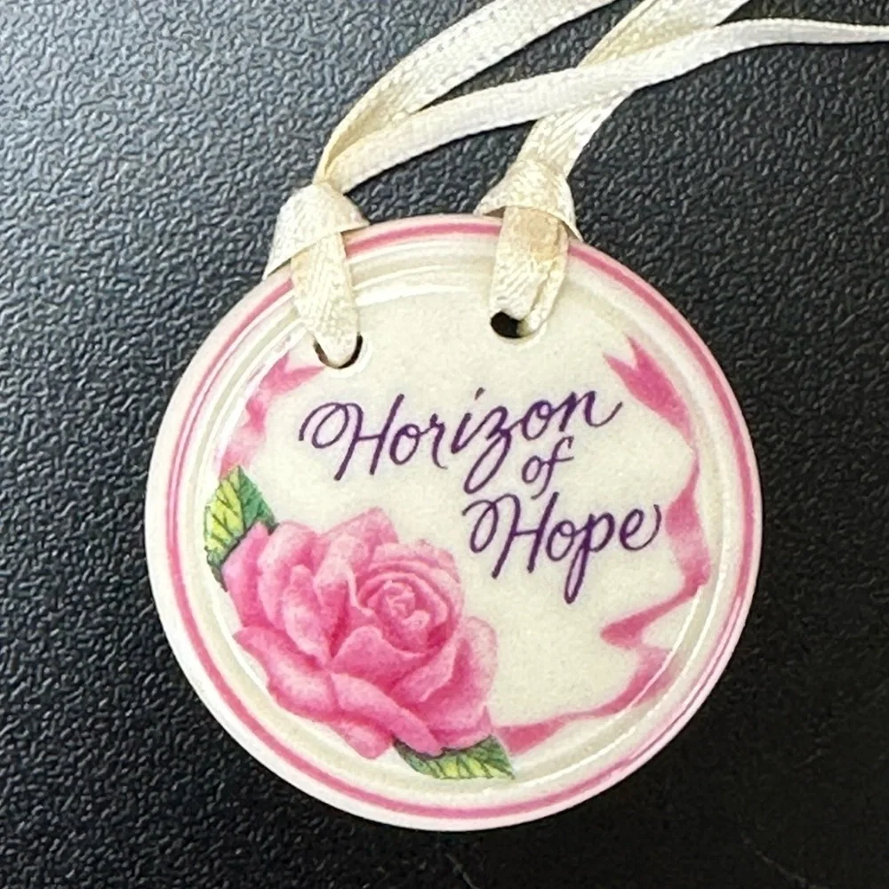 Vtg Longaberger‎ Basket Ceramic Tie Ons Lot of 3 Pumpkin Horizon of Hope Floral